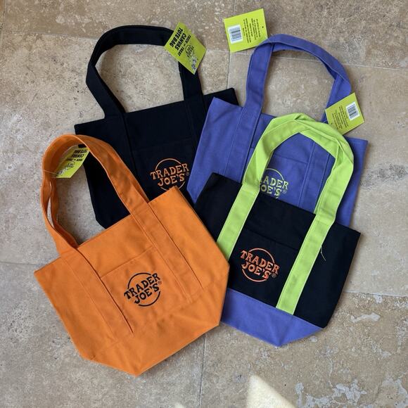 Trader Joe's Mini Halloween Canvas Tote Bag Set Of 4 RARE LIMITED New - In Hand - Picture 1 of 5
